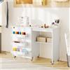 GIANTEX Tavolo da Cucito Pieghevole con Ruote, Mobile per Macchina da Cucire con 4 Ripiani Aperti e Ampio Piano di Lavoro, Ideale per Soggiorno, Camera da Letto e Sala Hobby (Bianco)