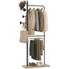 COSTWAY Stand Appendiabiti da Terra 167 cm, in Legno e Metallo | Attaccapanni Alto e Salvaspazio, Guardaroba con 4 Ganci, 2 Aste e 1 Piano, Porta Abiti Pesanti per Ingresso e Salotto