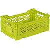 AYKASA Cassetta pieghevole, cassetta pieghevole stabile in plastica, impilabile, giallo acido, mini (27 x 17 x 11 cm)