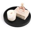 JYYWTSI Vassoio Decorativo, Vassoio Bagno Nero in Silicone 18 cm, Vassoio Rotondo Portaoggetti Piccolo per Profumi Gioielli Trucchi Candele Comò Toeletta Camera da Letto Cucina Soggiorno Bagno