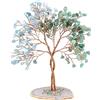 mookaitedecor Albero della vita con avventurina verde e acquamarina, cristallo curativo, albero dei soldi con base in agata, albero di cristallo verde e blu, regalo di buona fortuna per donne, Feng