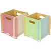 HMF scatola portaoggetti in legno a incastro, box da scaffale con maniglie per bagno, cameretta e zona giorno, set da 2, 25 x 25 x 25 cm, Multicolore