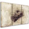 Feeby 3 parti Quadro Tela Non Tessuta 120x80 cm Peonia Fiore Astrazione Petali d' Arte Moderna Decorazione Murale Estetica Modelli vorticosi Avvicinamento Pianta beige