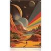 DOODLREAM Universe Mountain Planet Space Metal Tin Sign Wall Decor 30 x 20 | Decorazione da parete in metallo, stile vintage, motivo: pianeta cosmico, arte scientifica, regalo per giardino, galleria