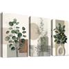 HALFLEMART Set of 3 Foglie di Eucalipto Bambù Stampa su tela Con Cornice Estetica Orientale Wabi Sabi Pittura Quadri su tela Buddismo Zen Quadri Moderni Camera da Letto Soggiorno Decorazioni Murale 30x40cm x3pcs
