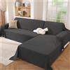 Ystyle Telo Copridivano Angolare 2 Pezzi, 200x260+200x280 CM, Grigio Scuro | Copri Divano a L Antimacchia Lavabile, Gran Foulard per Divano Traspirante, Copritutto per Divano Universale Antiscivolo