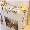 DELICHTER Rami luminosi rotanti da 1,8 m con 72 LED bianco caldo, luci a batteria con timer, ghirlanda decorativa natalizia con foglie di ulivo per Natale, Pasqua, da parete, da tavolo, da finestra