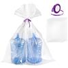 PH PandaHall 6pz Grandi Sacchetti di Plastica Trasparente 148x100cm Giganti Sacchi Trasparenti con 25 Iarde Nastro di Raso per Bagagli Valigie Mobili Sedie Bici Traslochi e Deposito