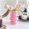 BLOFLO STU BLOFLO Vaso per fiori idroponico in vetro colorato, vaso in vetro rosa da 17,8 cm, vaso geometrico a quattro strati per decorazione della casa, vaso moderno in vetro a bolle per casa, ufficio, tavolo
