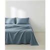 GAMUSI Set di lenzuola per letto da 150 x 190/200, 100% cotone, 4 pezzi, traspirante, morbido, colore blu