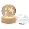 Dongcill Palla di Vetro a Forma di Delfino, Sfera di Cristallo 3D Luce Notturna | 6 cm Lampada da Notte a Forma di Sfera in Vetro con Base a LED,Luce Calda,Crystal Ball per Camera, Decorazione Casa e Regalo