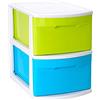 Acan Tradineur Tamesis - Comò multifunzione a 2 cassetti senza rotelle, in plastica multicolore, 40 x 28,5 x 39 cm