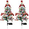 Mocoli Luci Solari Giardino, 2 Pezzi LED Luci di Natale da Esterno 20 LED luci solari dell'albero di Natale con Palla di Natale e Bacche Rosse Decorazione di Natale per Giardino Cortile Esterni