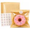 Gnovldg 100 Pezzi Sacchetti di Carta con Finestra, 18×19cm Sacchetto Regalo | Sacchetti Carta per Alimenti con 100 Adesivi Sigillanti Thank You, per Biscotti, Pane, Dolci, Noci, Chicchi di Caffè
