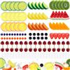 Gresorth 160pcs Fetta di Kiwi Artificiale Giallo Pesca Limone Decorazione Falso Anguria Fragola Blocco Realistico Lampone Mirtillo Ciliegia Ice Cube Display