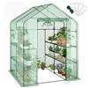 Garvee Serra da Giardino a Casetta, 143x143x195 cm, Serra Walk-in con 12 Ripiani e 2 Finestre, Copertura in PE Rinforzato 140G per Orto e Piante, Verde