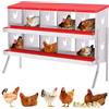 Garvee Nido per Galline Ovaiole a 10 Scomparti con Supporto, Cassetta per Deposizione Uova con Raccolta Automatica, Lamiera Zincata 0,7mm Antiruggine, Design Antirottura, Rosso