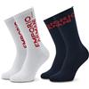 Emporio Armani Calze Calzini Socks Uomo 303122 2F328, Pacco da 2, Bi-Pack (Bianco/Blu Scuro, Logo Rosso, 39-42)