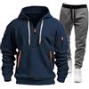 Generic Tuta da uomo con cappuccio da lavoro con mezza zip in pile tattico con cappuccio top tute in misto cotone pantaloni della tuta tuta tuta palestra allenamento jogging set coulisse vita joggers 2 pezzi