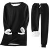 YIzdegg Pigiama da donna in caldo pile, pigiama invernale da notte e per la casa, comodo, in due pezzi, con peluche e spesso, slim fit