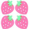 ULTECHNOVO 4 Pezzi Smorzatore Vibrazioni in Silicone Rosa | Forma Fragola, Compatto e Decorativo, per Campo Indoor e Racquetball, Adatto per Allenatori