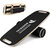 TECKZOON Balance Board in legno, antiscivolo con rullo in sughero e supporto, allenamento per pilates, tavola oscillante, accessori per la fisioterapia, skateboard e surf