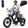 ZRLYbau Triciclo Elettrico Adulti 24 Pollici Ruote Large Cargo 7 Marce Black | Motore Potente Triciclo Adulto Batteria Rimovibile Specchietto Retrovisore Faro Cesto Portaoggetti
