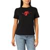Armani Exchange Red Cupido Glitter Print Backtone On Tone Logo T-Shirt Donna