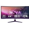 Arozzi Nova 34 Monitor Gaming Curvo VA UWQHD 3440 × 1440, 165 Hz, 1 ms, FreeSync, HDR, Ultra Panoramica, Altoparlanti Incassati - Viola