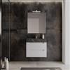 DEGHI Mobile bagno sospeso 70 cm 2 cassetti bianco opaco con lavabo alto effetto marmo dolomite striato - Deck
