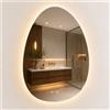 Relaxdays, specchio da bagno "Kiesel", 75x52 cm, specchio LED con intensità regolabile, 3 modalità di illuminazione, antiappannamento, grado di protezione IP44, specchio per il bagno, vetro
