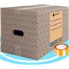 packer PRO Confezione da 20 scatole di cartone per trasloco e conservazione ultra resistenti con manici e nastro adesivo 430 x 300 x 250 mm