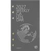 PRESTIGE & DELUXE RICAMBIO 2027 CALENDARIO WEEKLY SETTIMANALE 6 fori Small 9,5x17 cm Intempo + penna a scatto e segnalibro