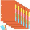 SAIJIAN 50 Fogli Divisori per Raccoglitori ad Anelli A5 Divisore Pagina Indice Tab 6 Fori Separatori Colorati Divisori per Quaderno Raccoglitore A5 Carta Divisoria