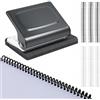 FTISSLY Rilegatrice a 10 Fori con 12 Pezzi Spirali per Rilegatura 30 Fori | Macchina per Rilegatura a Spirale in Metallo, Rilegatrice Portatile Creativa Fai da Te, Adatto A4/B5/A5, per Scuola, Ufficio