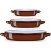 WELL HOME MOBILIARIO & DECORACIÓN Collezione T-Ja in acciaio con doppia smaltatura, confezione da 3 padelle da 22, 26, 30 cm (1,5, 2,2, 3,3 l) | Induzione, forno e fuoco diretto | Ideale per arrostire e cottura lenta senza PFOA |