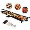 FANTASK Teppanyaki - Barbecue elettrico da 90 x 23 cm, 1800 W, con rivestimento antiaderente, 6 spatole di legno e anello antiaderente, temperatura regolabile