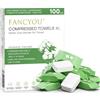 Fancyou Asciugamani Compressi Monouso Grande Viaggio,Salviette Compresse Monouso Addensato Confezionati Individualmente,Asciugamano Compresso Portatili Per Il Viso per Andare In Vacanza(100 Pz Verde)