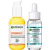 Garnier SkinActive Siero Viso in Crema 2in1 Illuminante Anti-Macchie SPF 25 con Vitamina C e Agrumi 50ml + Siero Viso Rimpolpante Hyaluronic Aloe con Glicerina Acido Ialuronico e Aloe Vera 30ml