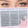 Obeyalash Cluster Lashes - Set di extension per ciglia naturali, F25 | C Curl - Set di extension per ciglia naturali, 8-14 mm, per fai da te, a casa