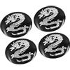 A ABSOPRO Adesivo Decorativo per Coprimozzo Ruota Auto 56mm 4 Pezzi | Materiale: Plastica, Colori: Argento, Nero, Facile Installazione, Decorazione Centrale