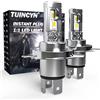 TUINCYN H4 LED Lampadine per Fari 55W 6500K, 1:1 Super Luminoso CSP Chip Bianco Freddo 12000LM Anabbagliante Faro Conversion Kit Plug and Play LED Fendinebbia Lampadina, Confezione da 2