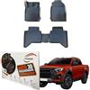Trimak Tappetini su misura 3D compatibili con Isuzu D-Max 3.Gen dal 2020 accessori auto 1° e 2° fila tappetini in gomma TPE per tutte le stagioni, inodore, antiscivolo, anteriore e posteriore, nero