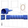 PawHut Set Agilty Dog 7 Pezzi Fischietto 67x63x93 cm Bianco Arancione Blu | 2 Picchetti, 3 Sacchi di Sabbia, Percorso Agility Dog, Plastica e ABS, Borsa da Trasporto