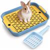 lomdung Toilette per Coniglio, Facile da Pulire Lettiera per Coniglio (Blu) | Vassoio Rimovibile Bagno da Conigli con Paletta, per Piccoli Animali Conigli Porcellini d'India Gatti Piccoli