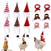 XIHIRCD 12 Pezzi di Natale Animale Domestico Pollo Cappello Sciarpa Set, Mini Cappello da Babbo Natale Cinghie Regolabili per Gallina Anatra Criceto Cavia Pappagallo Costume Cosplay Natalizio