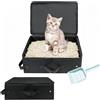 lomdung Toilette per Gatti portatile e Pieghevole con Coperchio, 40x30 cm | Lettiera Nero per Gatto Impermeabile con Setaccio e Zip, Litter Box per il Viaggio, per Viaggiare, a Casa, in Campeggio, Fac
