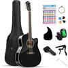 Moukey 41 in Acoustic Guitar Kits for Beginners Adults 4/4 Guitarra Acustica with Chord Poster, Gig Bag, Tuner, Steel Strings, Capo, Strap, Black