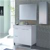 Dmora set Mobili Bagno Buckeye Bianco Lucido Specchio Incluso 2 Cassetti, 2 Ripiani