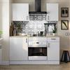 Dmora Cucina completa Fascia, Composizione cucina moderna, Set cucina componibile, Soluzione cucina funzionale, Bianco e Rovere
